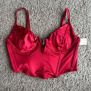 Garage Red Satin Corset Top